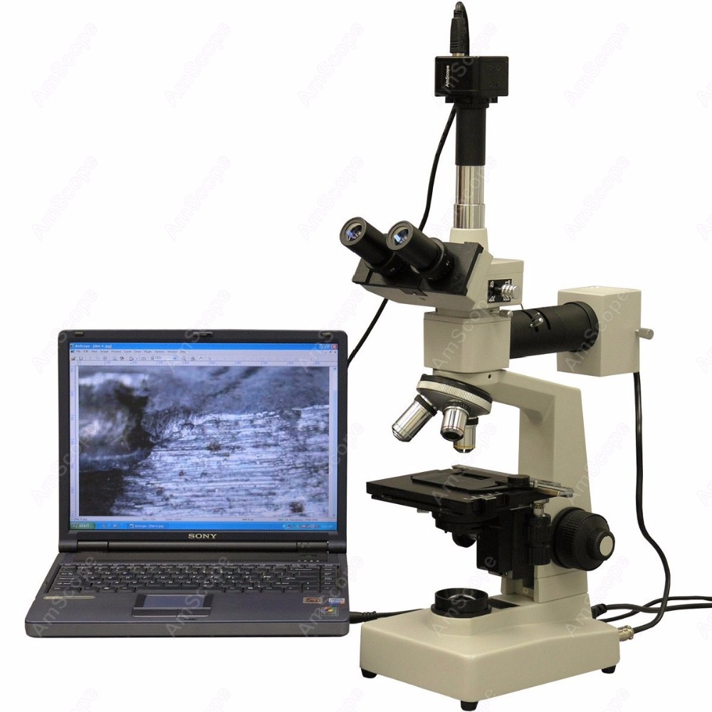 AmScope Metallurgical Trinocul - Microscope Compound 40X avaliação e preço