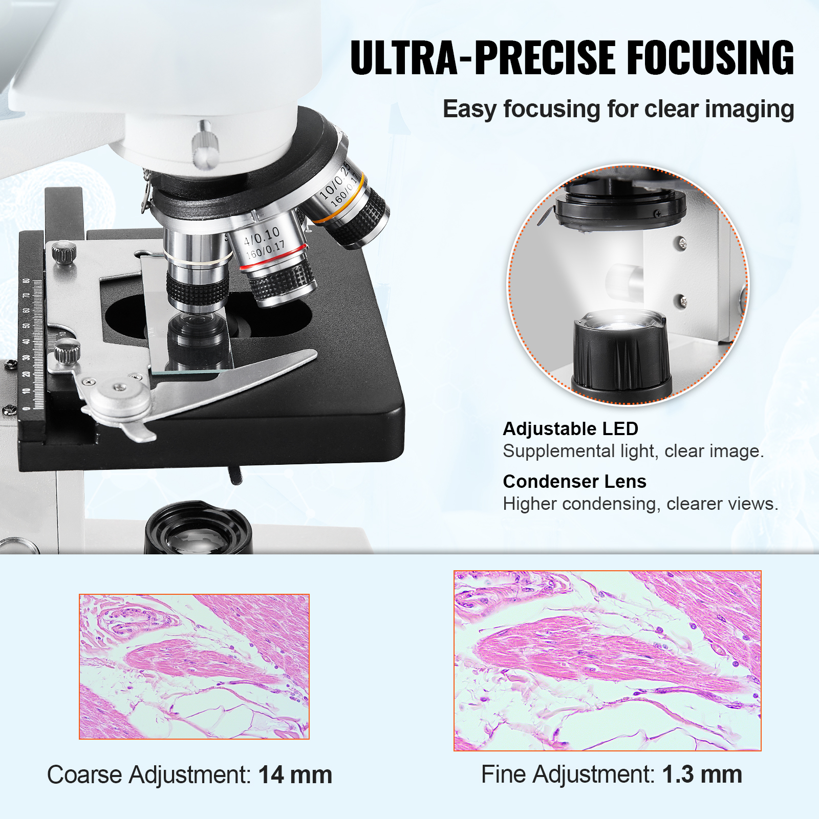 VEVOR Compound Trinocular Micr - Microscope Compound 40X avaliação e preço